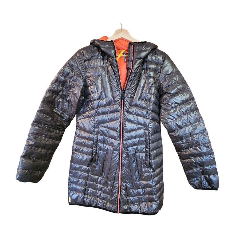 Lolë Shiny Brown Coral Hooded Zip Up Quilted Goose Down Puffer Jacket S 4 / 6